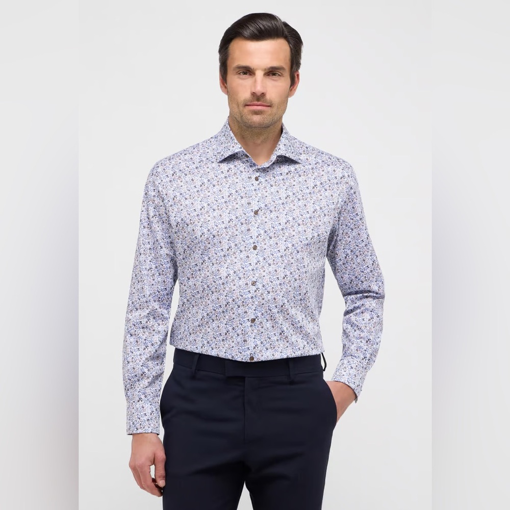 Eterna Modern Fit Shirt in Rose Print